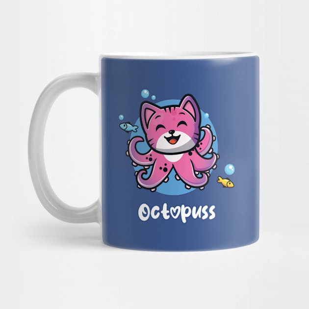 Octopuss funny octopus cat (on dark colors) by Messy Nessie